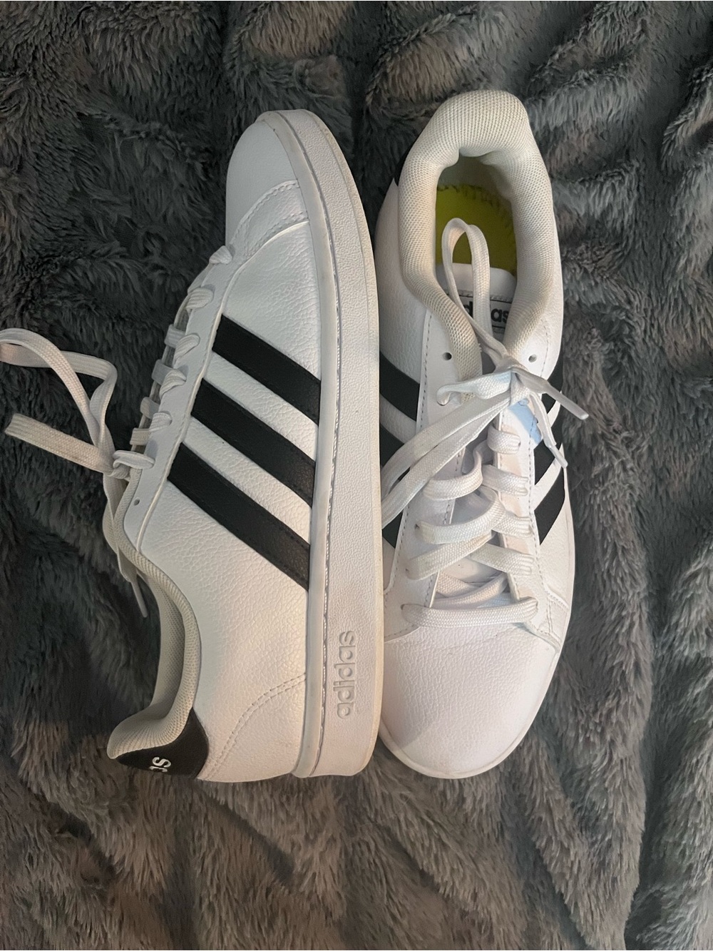 Adidas Women’s White Sneakers with Black Three-Stripes